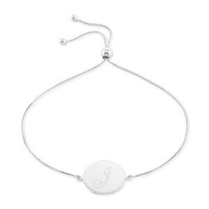 Giani Bernini Engraved Script Initial J Disc Bolo Bracelet in Silver MSRP $85 NW